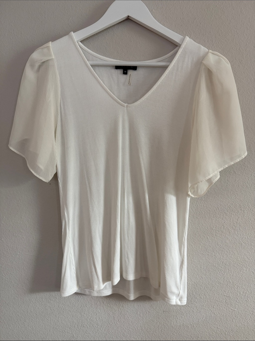 1. State Ivory V-Neck Flutter Sleeve Top